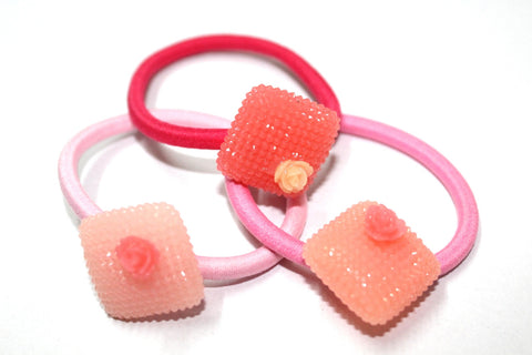 The Hairklip Pretty Pink lil Square Pony Combo